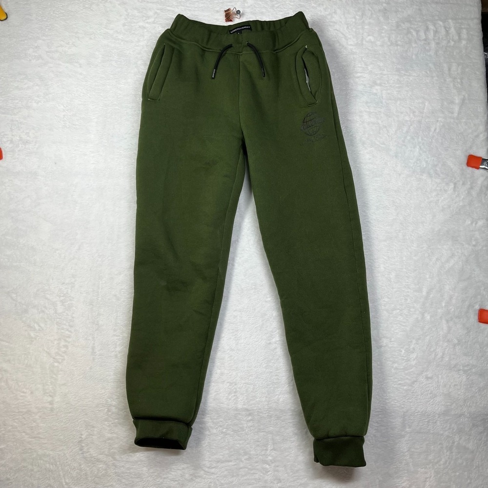 Brooklyn Laundry Jogger Pants Boys L(14-16) Green Fleece Lined Gym Athleisure‎